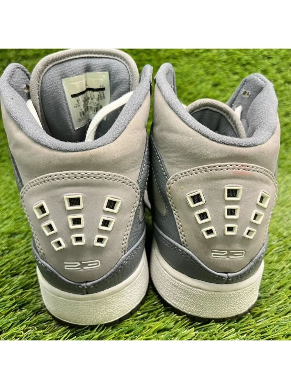 Nike Jordan 1 Flight Strap Boys Size 5.5Y Gray Athletic Leather Shoes Sneakers
